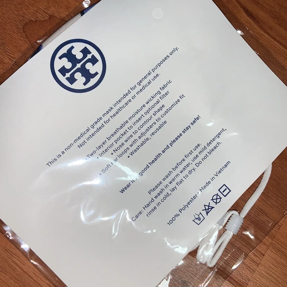 NWT Tory Burch Blue and White Floral Face Mask